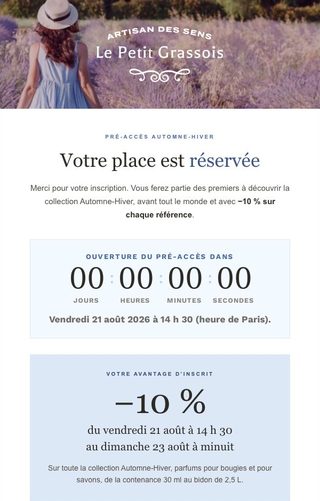 Email Le Petit Grassois : pré-accès collection